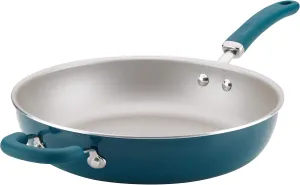 Rachael Ray Create Delicious Deep Nonstick Frying Pan / Fry Pan / Skillet - 12.5 Inch, Blue