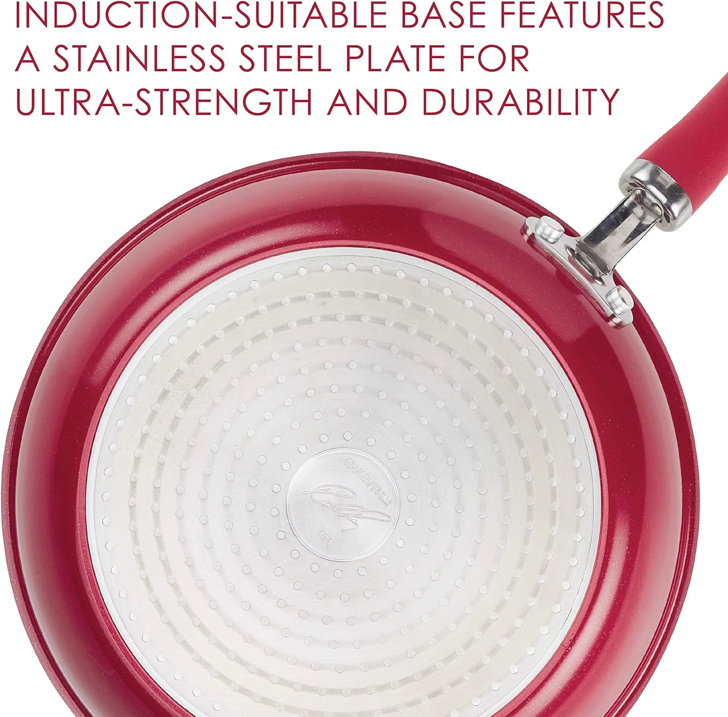Rachael Ray Create Delicious Deep Nonstick Frying Pan / Fry Pan / Skillet with Lid - 9.5 Inch, Red