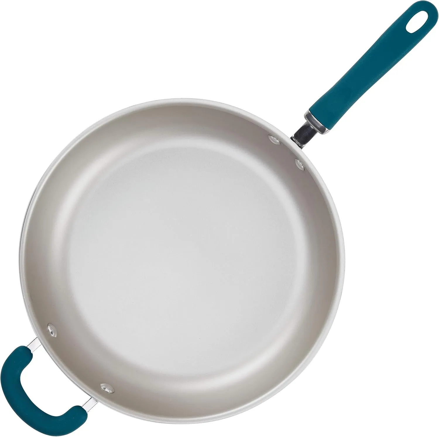 Rachael Ray Create Delicious Skillet with Helper Handle, 14.5-Inch Nonstick Frying Pan, Teal Shimmer