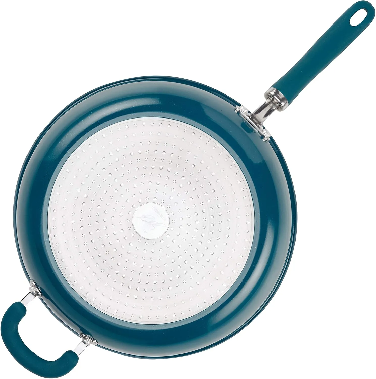 Rachael Ray Create Delicious Skillet with Helper Handle, 14.5-Inch Nonstick Frying Pan, Teal Shimmer