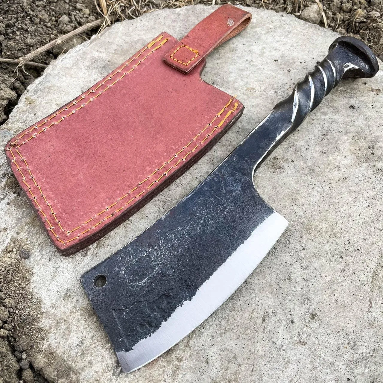 Railroad Spike Cleaver Carbon Steel Knife