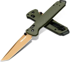 RBLACK Folding Knife with 3.39'' 154CM Steel Tanto Blade, Pocket Knife for Men Women Gifts, Axis Lock EDC Tactical Knife with Lightweight G10 Handle, Reversible Pocket Clip - RK0402-OG
