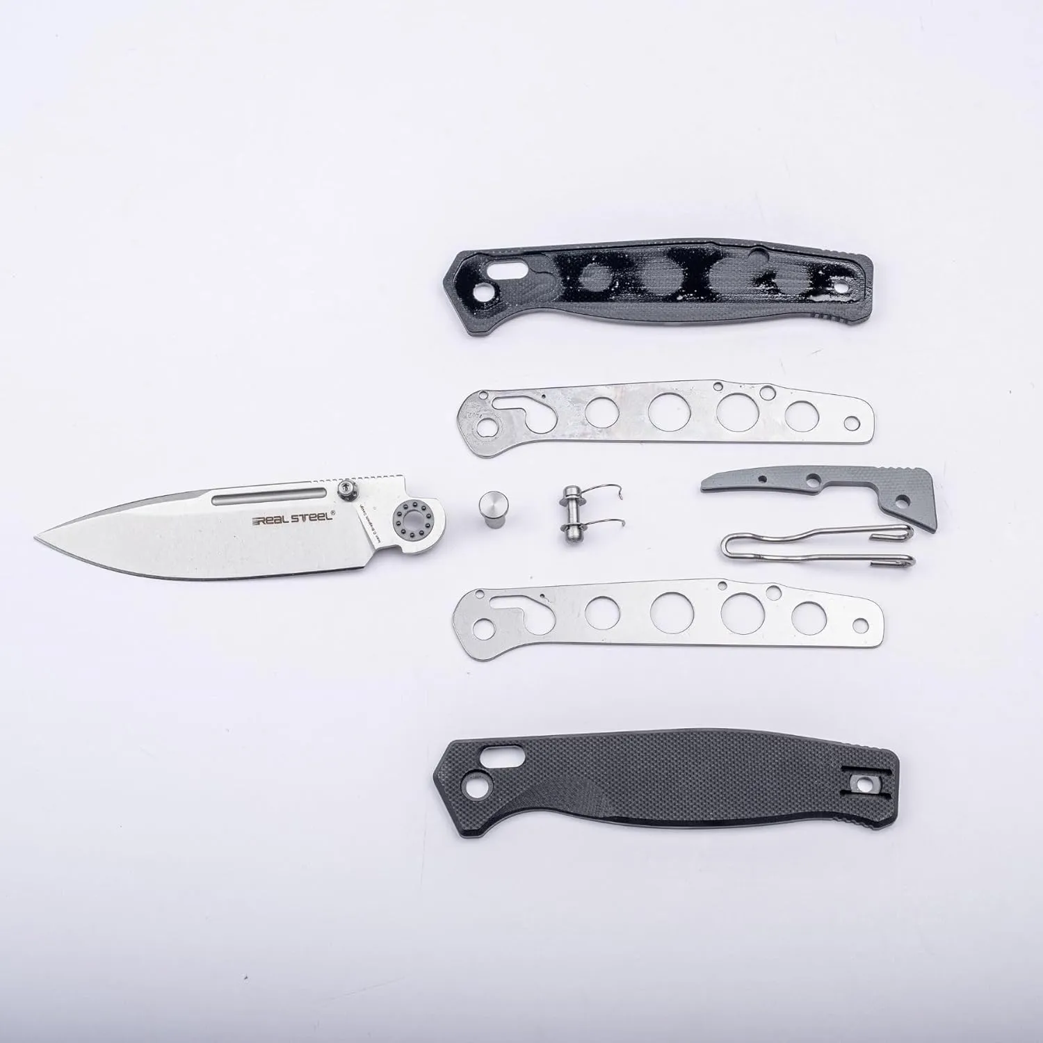 REALSTEEL Huginn Compact Folding Pocket Knife,Crossbar Lock,3.15'' VG-10 Steel Blade,Thumb Stud,G10 Handle,Lightweight Clip,EDC Gift for Men Women Camping, Hiking, Outdoor Use(Full Black G10)