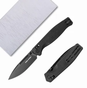 REALSTEEL Huginn Compact Folding Pocket Knife,Crossbar Lock,3.15'' VG-10 Steel Blade,Thumb Stud,G10 Handle,Lightweight Clip,EDC Gift for Men Women Camping, Hiking, Outdoor Use(Full Black G10)