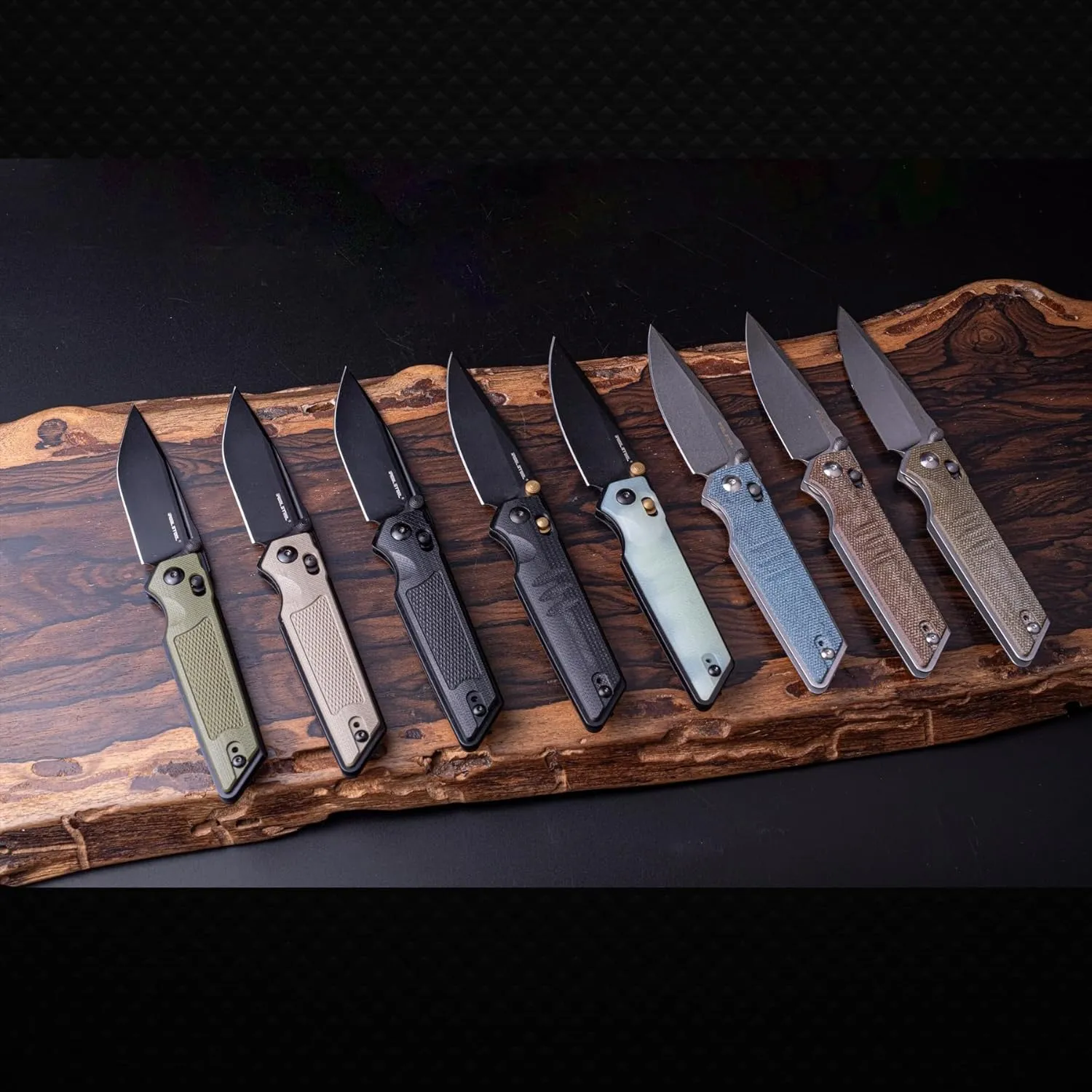 REALSTEEL SACRA Pocket Knife, Folding Knife, Crossbar Lock, 3.31" Böhler K110 Steel Blade, Thumb Stud, G10/Micarta Handle, 2.58oz, Deep-carry Pocket Clip, EDC Outdoor Indoor, Gifts for Men Women Camping Hiking Climbing Fishing (Full Black Tac G10)