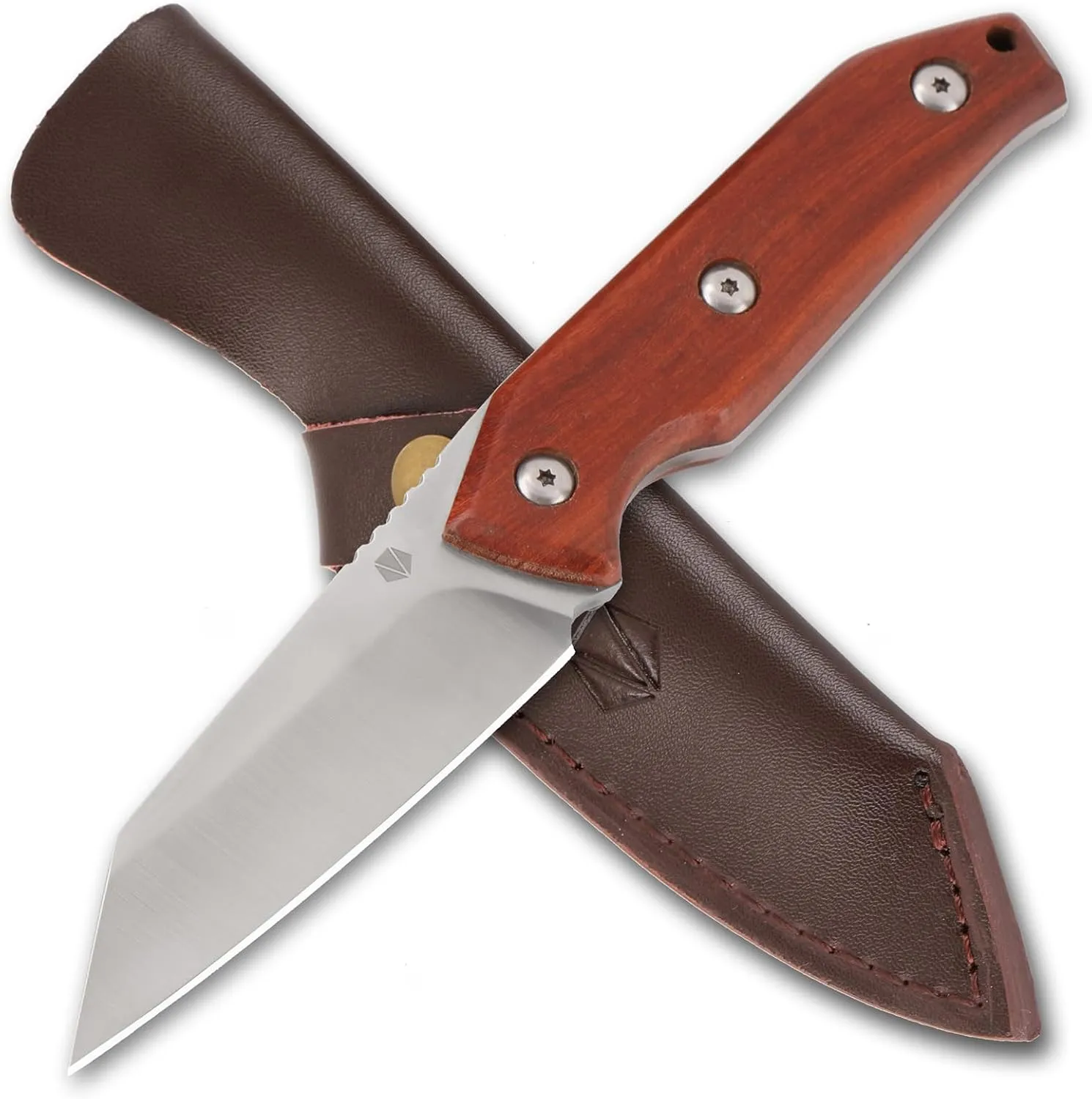 REAT Fixed Blade Knife with Sheath, 8" 440C Steel Blade with Full Tang Design,Ergonomic Wood Handle, Hunting Knife for Camping,Survival,Bushcraft