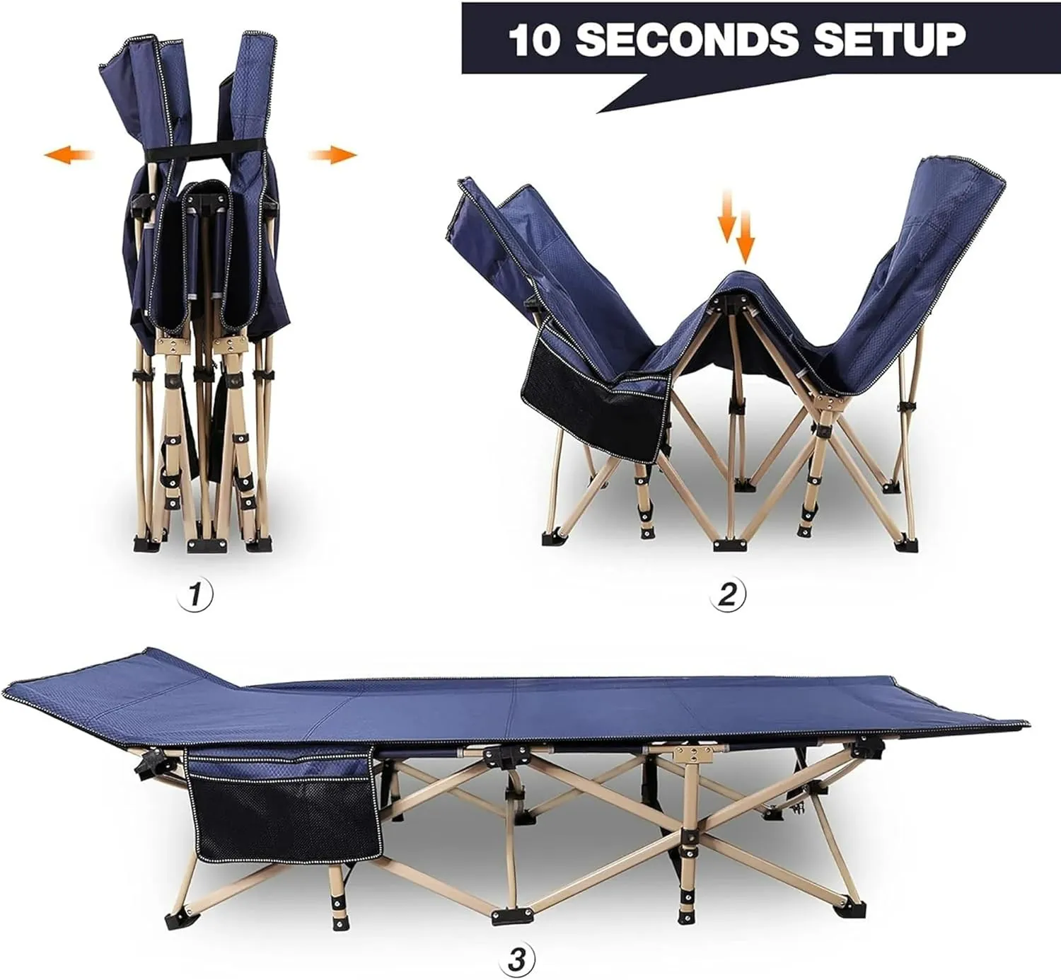 REDCAMP 28" Extra Wide Heavy Duty Camping Cots with Thicker Cot Pads for Adults, Foldable Sturdy Portable Sleeping Cot for Camping or Office, Grey & Grey Pad