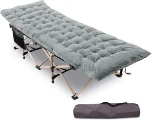 REDCAMP 28" Extra Wide Heavy Duty Camping Cots with Thicker Cot Pads for Adults, Foldable Sturdy Portable Sleeping Cot for Camping or Office, Grey & Grey Pad