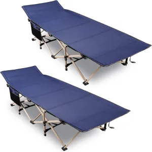 REDCAMP Folding Camping Cots for Adults Heavy Duty, 28" Extra Wide Sturdy Portable Sleeping Cot for Camp Office Use,New Blue 2-Pack