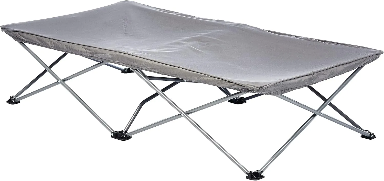 Regalo My Cot Extra Long Portable Bed, Includes Fitted Sheet, Gray 54x28x12 Inch (Pack of 1)