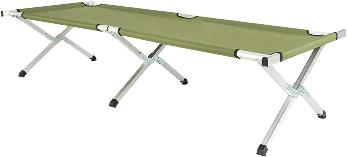 RHB-03A Portable Folding Camping Cot with Carrying Bag Army Green,Camping Cots for Adults, Portable Folding Outdoor Bed, Folding Bed with Comfortable Cushion
