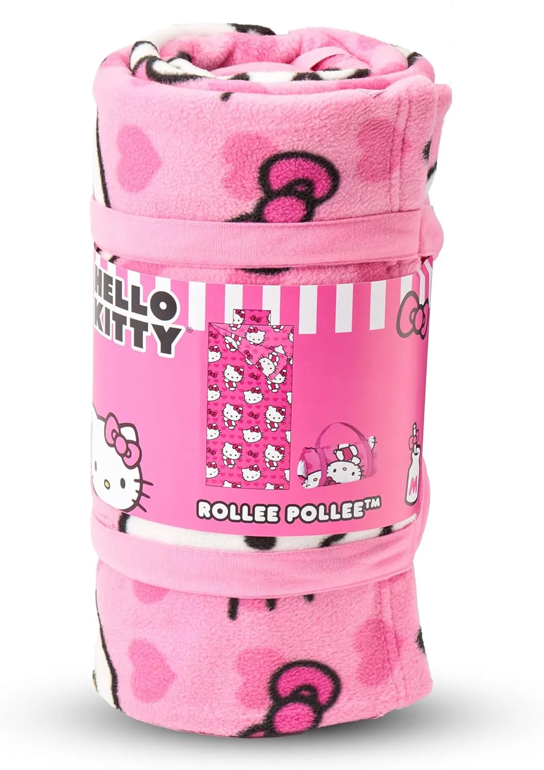 ROLLEE POLLEE Soft Rollup Nap Mat with Pillow, Comfy Kids Sleeping Bag, Elastic Strap for Cot, Fleece Throw Set