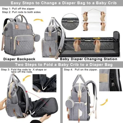 RoyaleGlow Changing Bag - Travelling Baby Cot Portable
