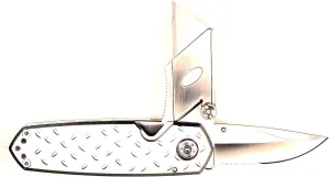 RUKO 4-Inch 2-Blades Utility Knife with Diamond Plate Aluminum Handle