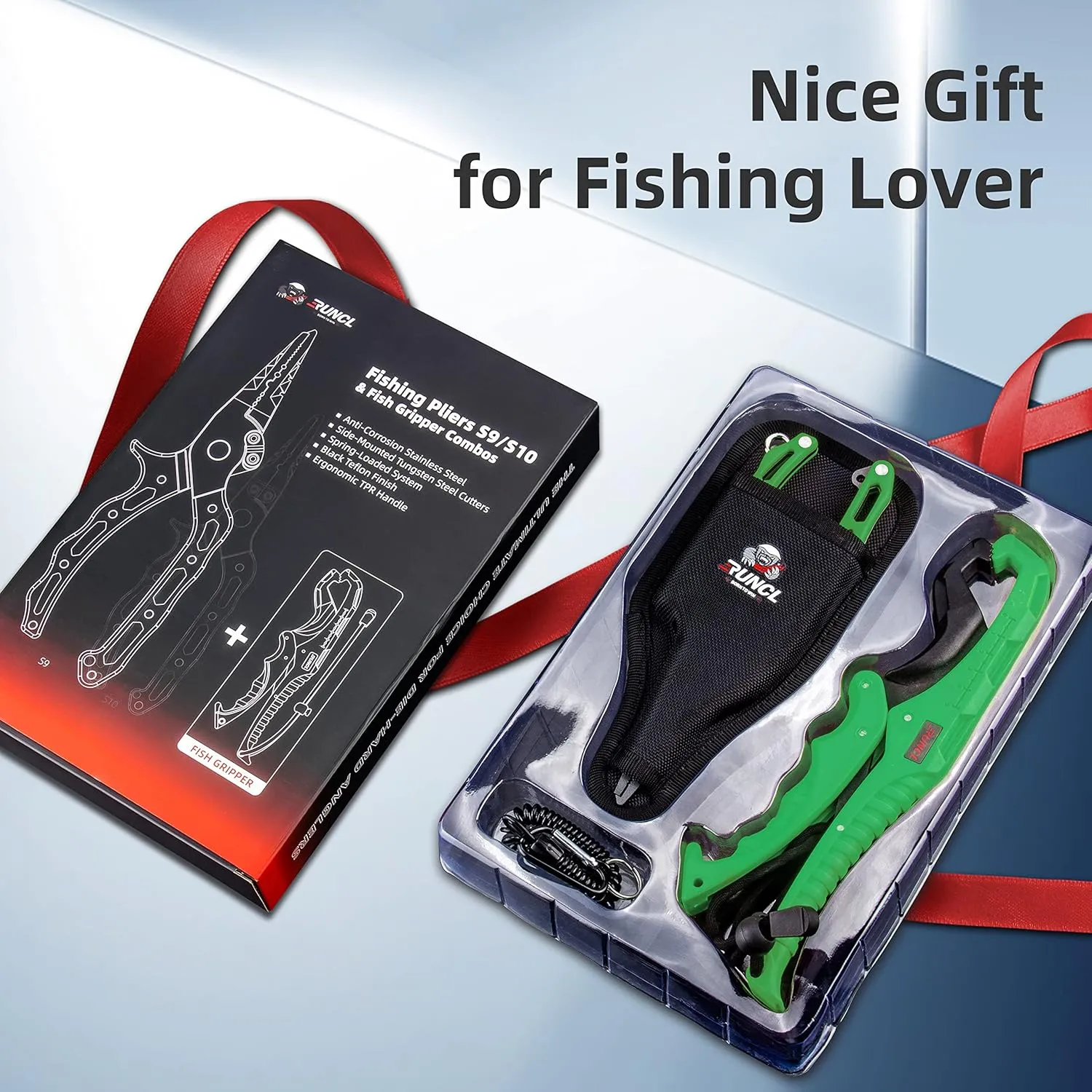 RUNCL Fishing Plier, Fish Lip Gripper Kit, Fishing Remover Extractor, Multi-Function Fishing Tools for Saltwater, Freshwater, Ice Fishing, Premium Fishing Gifts for Men