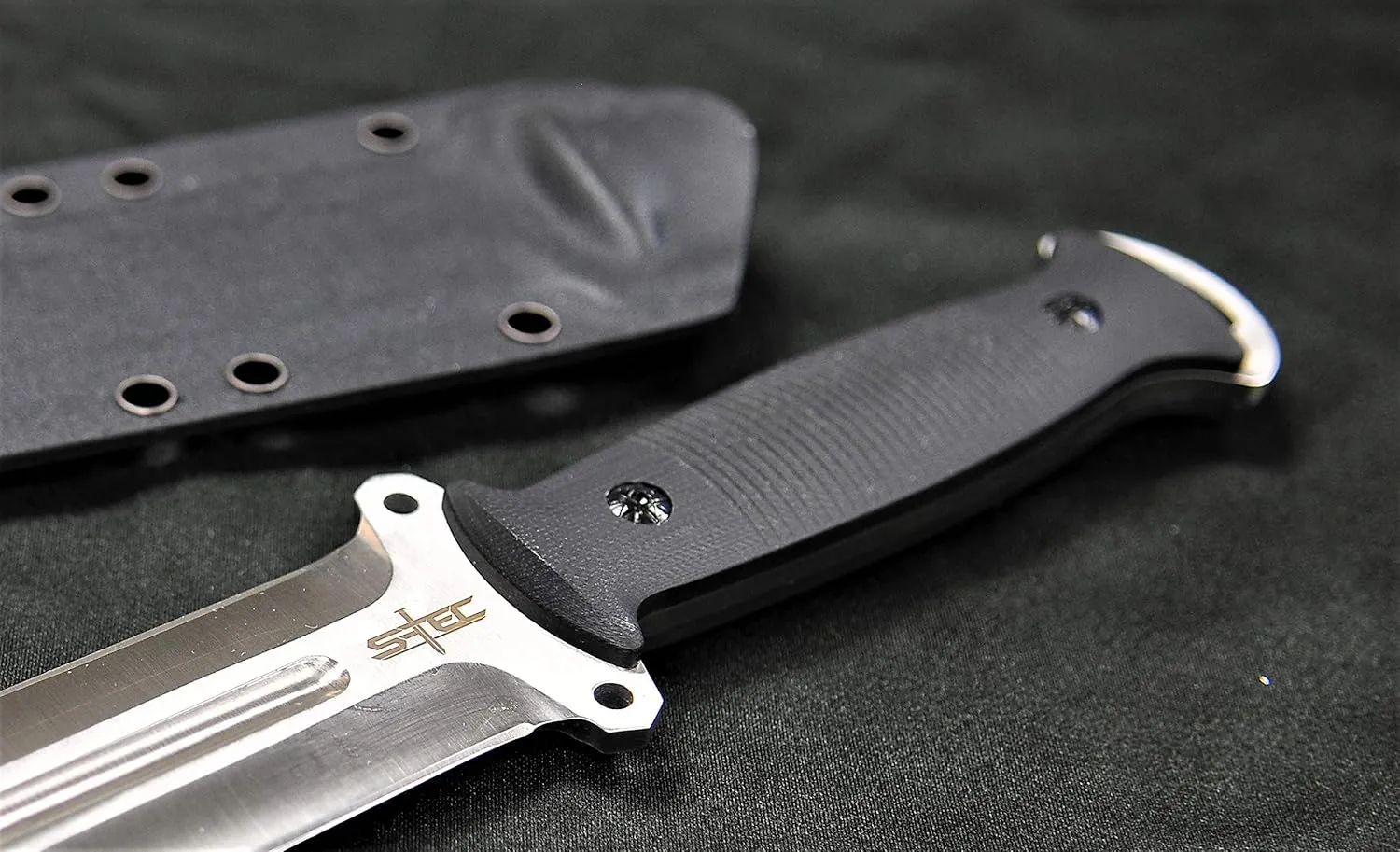 S-TEC Tactical Hunting Fixed Blade G10 Composite Handle Knife w/ Kydex Sheath