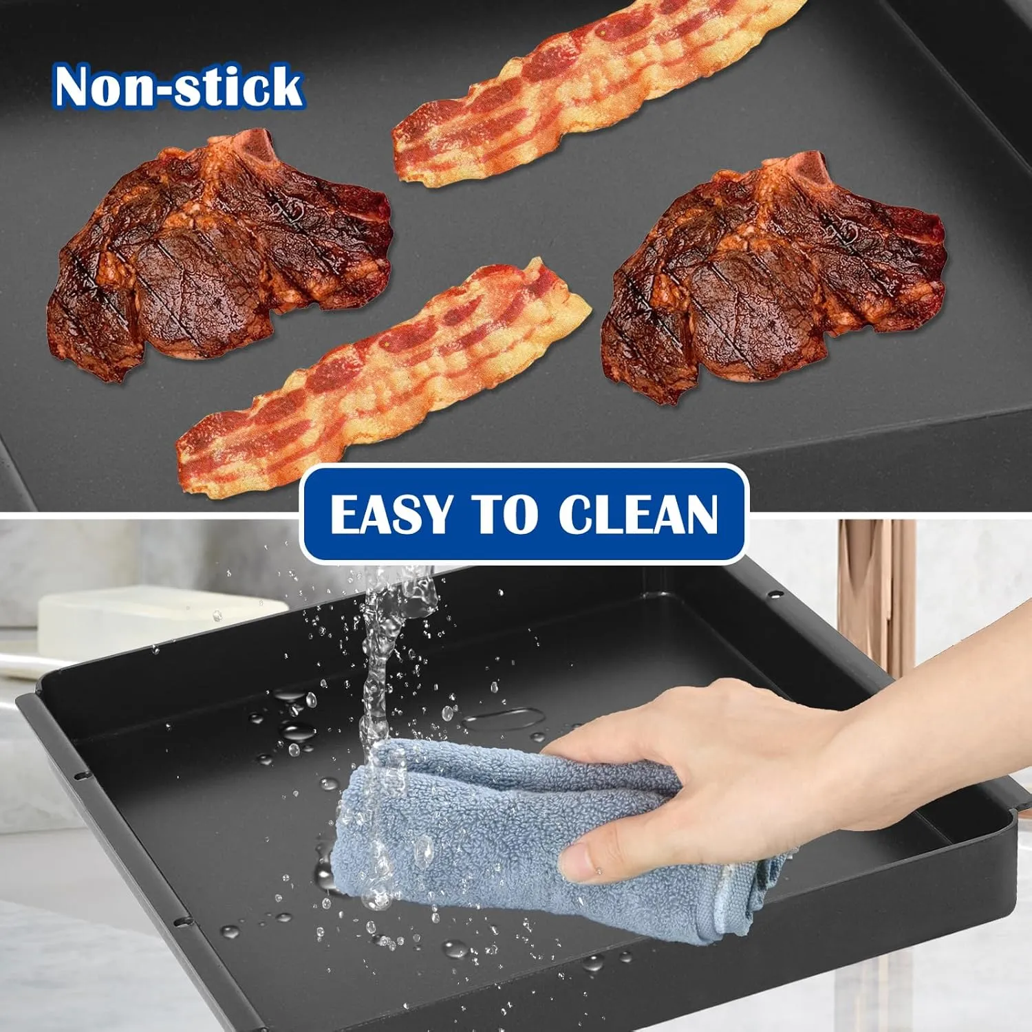 SafBbcue Woodfire Outdoor Griddle Pan for Ninja Woodfire OO100 Series Pizza Oven Accessories, 12" x 12" Non-Stick Griddle Plate