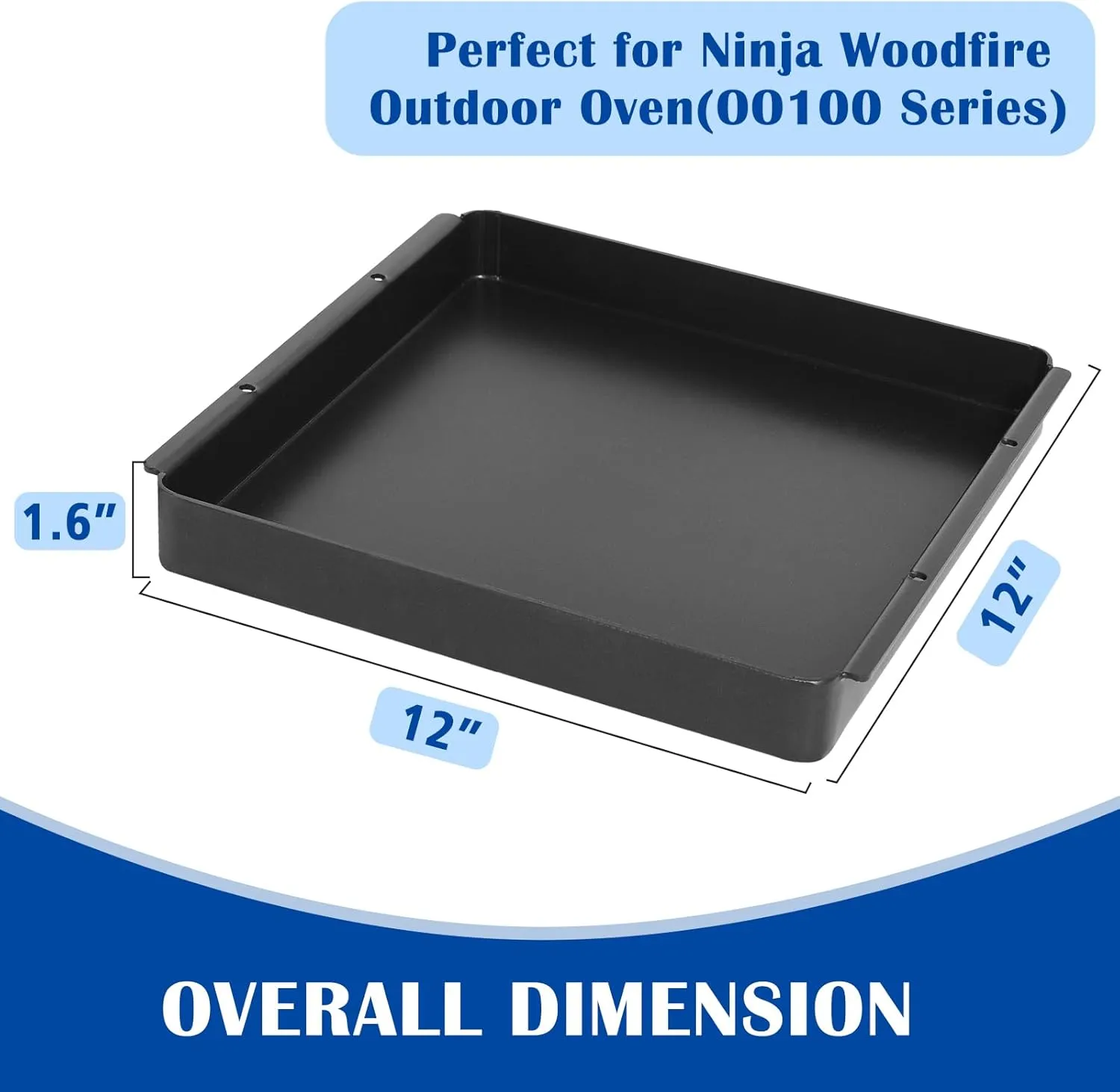 SafBbcue Woodfire Outdoor Griddle Pan for Ninja Woodfire OO100 Series Pizza Oven Accessories, 12" x 12" Non-Stick Griddle Plate