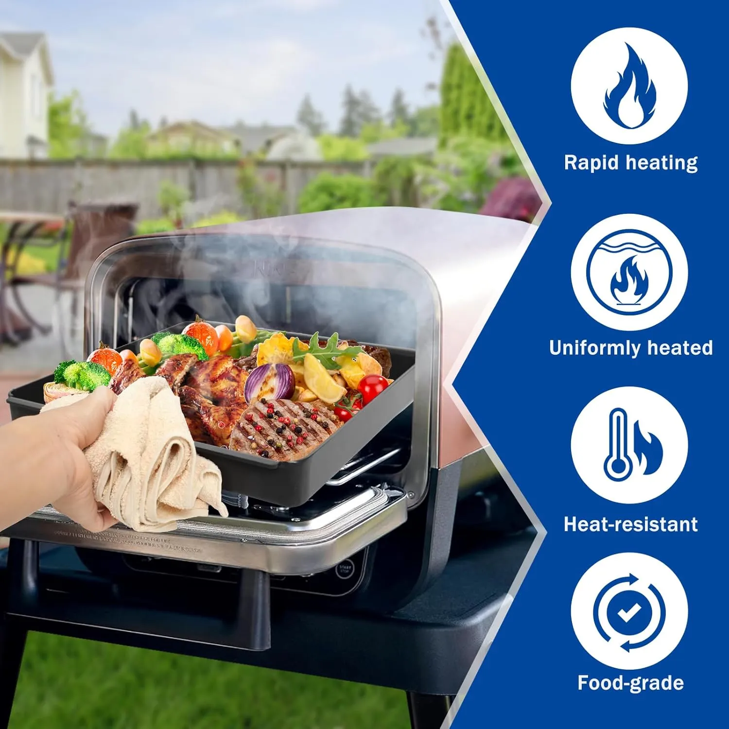SafBbcue Woodfire Outdoor Griddle Pan for Ninja Woodfire OO100 Series Pizza Oven Accessories, 12" x 12" Non-Stick Griddle Plate
