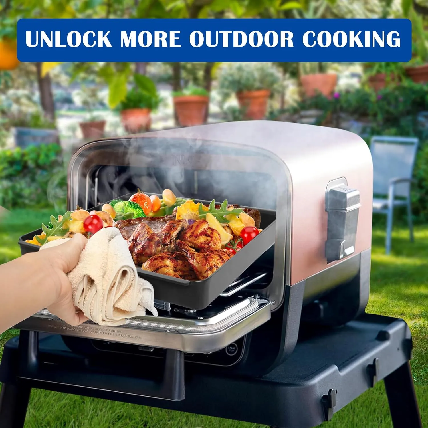 SafBbcue Woodfire Outdoor Griddle Pan for Ninja Woodfire OO100 Series Pizza Oven Accessories, 12" x 12" Non-Stick Griddle Plate