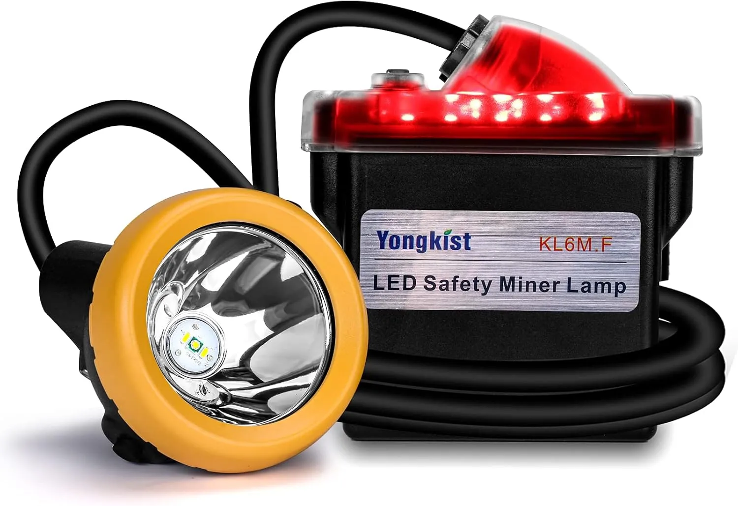 Safety Mining Light 1 2 LED Coal Mining Lights Battery Pack with LED Light Waterproof Head Torch Mining Lamp Headlight Explosion Proof Hard hat Cap Mining Headlamp (KL6M.F-Medium Size)