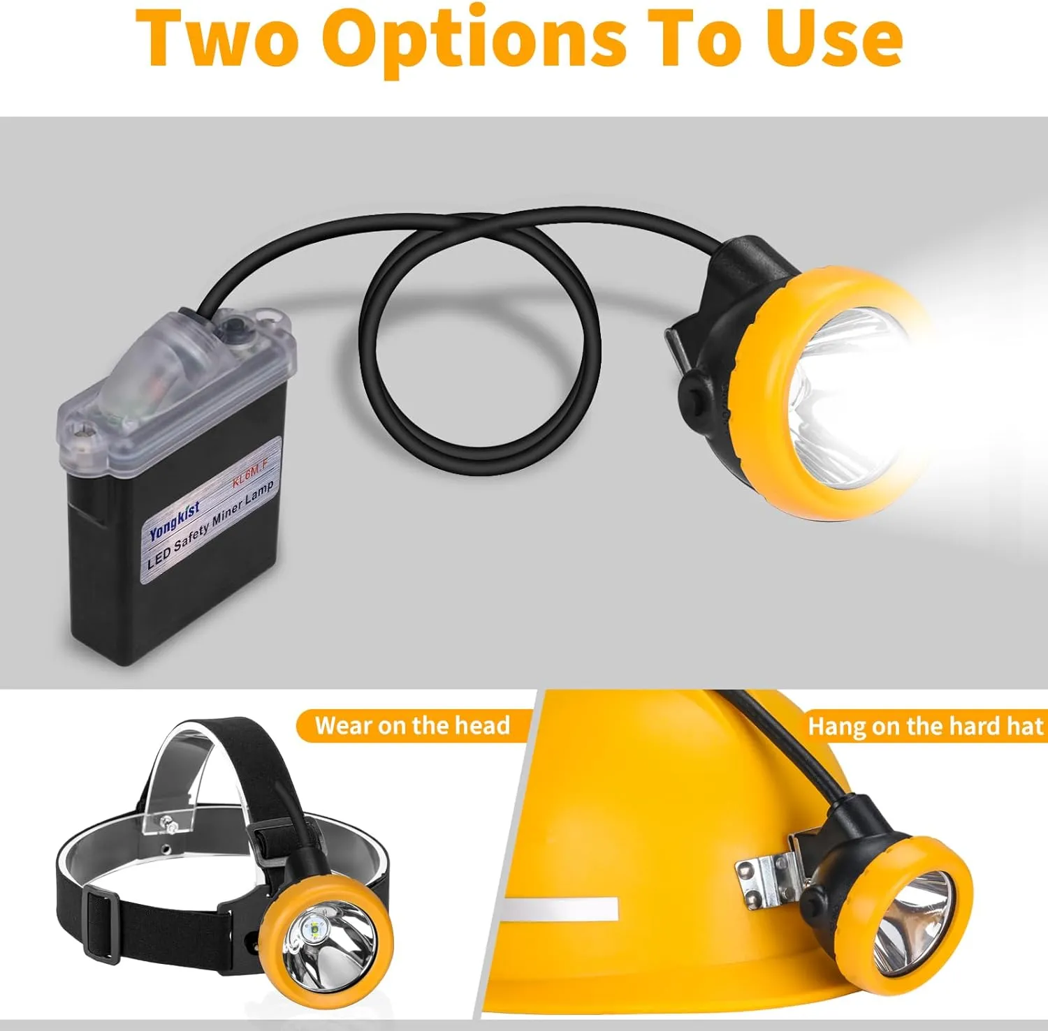 Safety Mining Light 1 2 LED Coal Mining Lights Battery Pack with LED Light Waterproof Head Torch Mining Lamp Headlight Explosion Proof Hard hat Cap Mining Headlamp (KL6M.F-Medium Size)