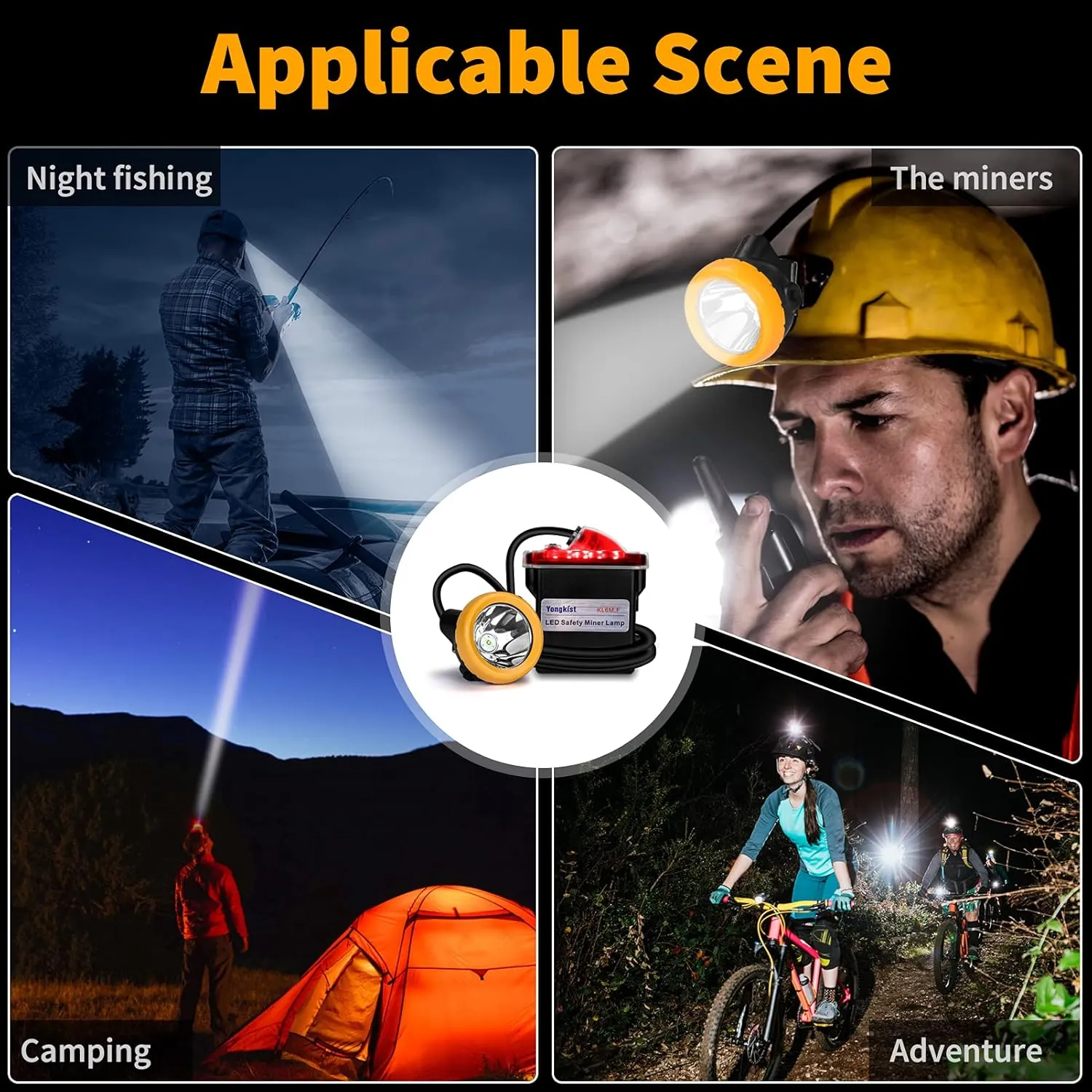 Safety Mining Light 1 2 LED Coal Mining Lights Battery Pack with LED Light Waterproof Head Torch Mining Lamp Headlight Explosion Proof Hard hat Cap Mining Headlamp (KL6M.F-Medium Size)