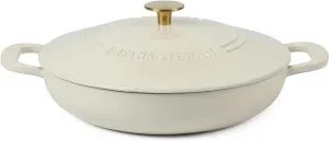 Salt, Simmer, and Subtext | Martha Stewart 3.5-Quart Enameled Cast Iron Dutch Oven Braiser - Linen w/Gold Knob