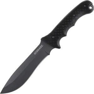 Schrade SCHF9 12.1in High Carbon Steel Fixed Blade Knife with 6.4in Kukri Point Blade and TPE Handle for Outdoor Survival, Camping and Bushcraft