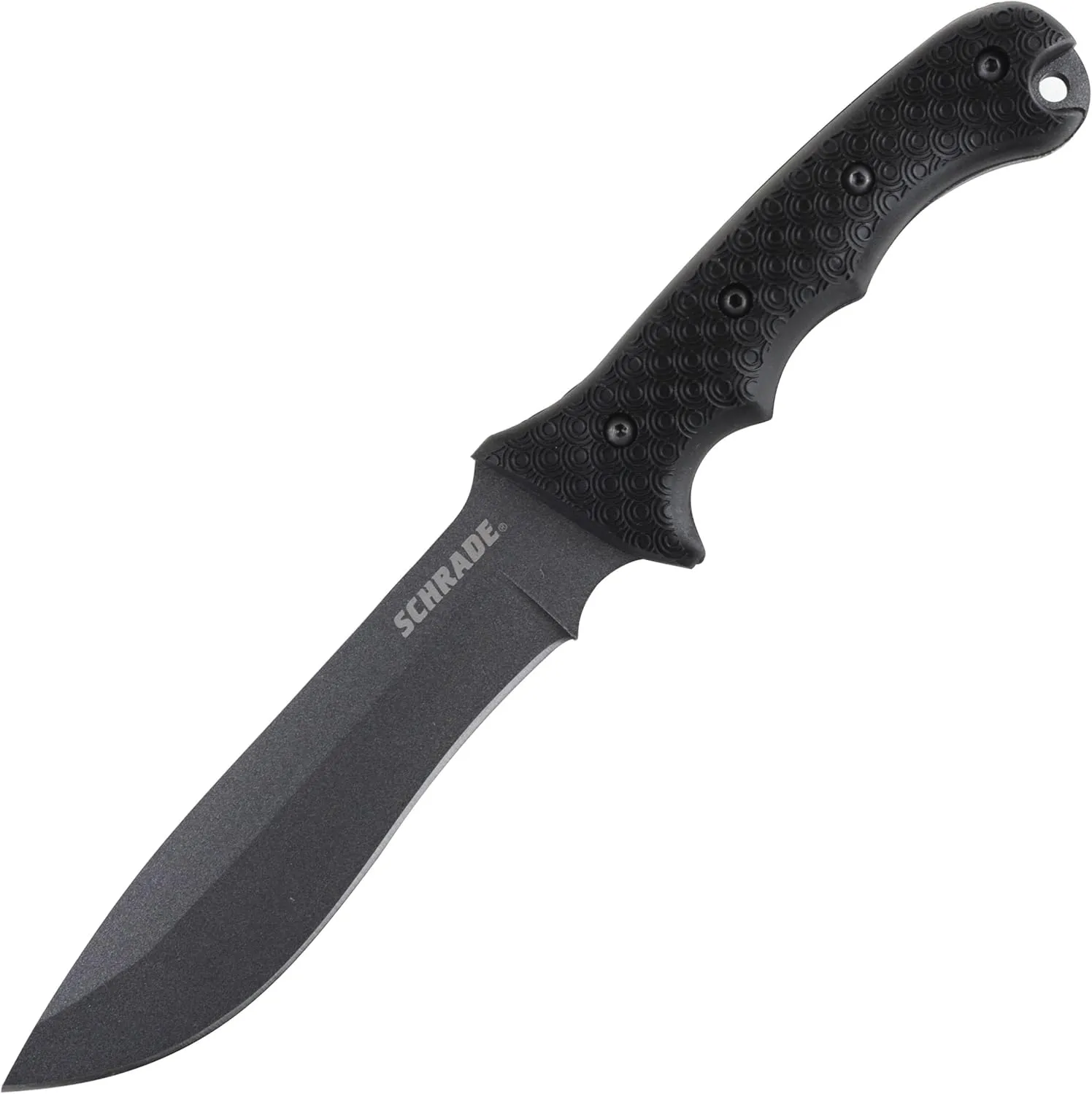 Schrade SCHF9 12.1in High Carbon Steel Fixed Blade Knife with 6.4in Kukri Point Blade and TPE Handle for Outdoor Survival, Camping and Bushcraft