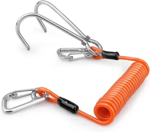 Scuba Diving Reef Double Hook, Drift Safety Telescopic Spring Rope Stainless Steel Reefing Hook with D Ring Carabiner for Drift, Diving, Photographers, and Underwater Activities