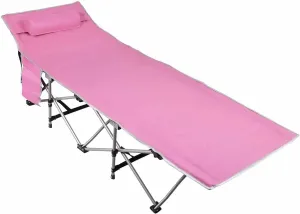 Seleq Foldable Aluminum Pink Camping Cot for Outdoor Travel - 74" x 24"