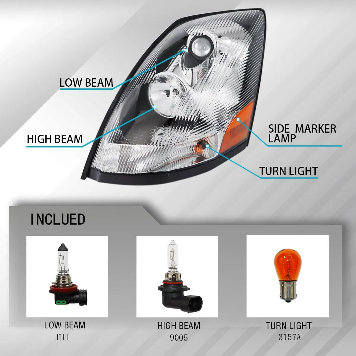 Semi Trucks Headlight Pair Compatible with 2004-2017 VOLVO VNL (Including All Bulbs),VNL Headlamp White Assembly