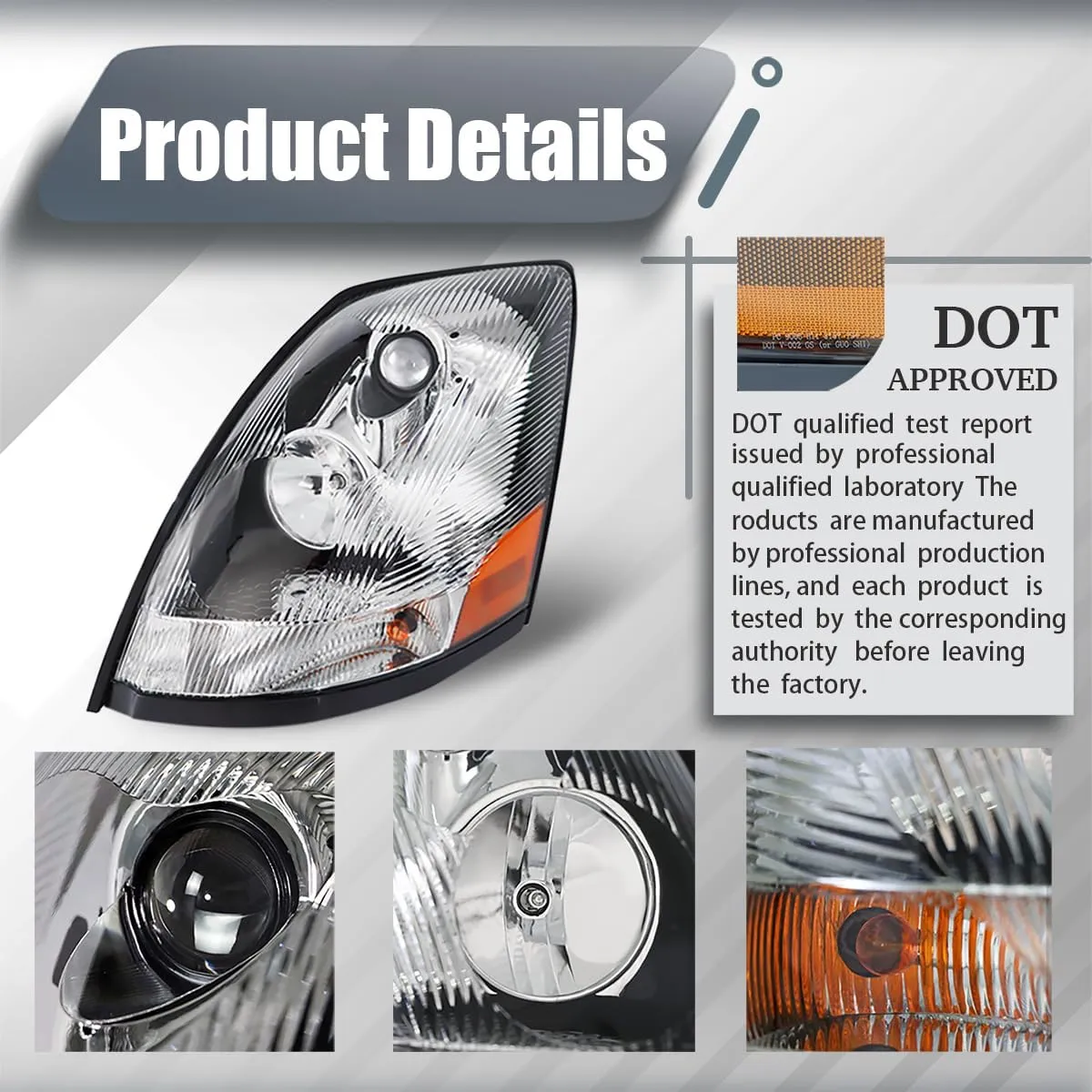 Semi Trucks Headlight Pair Compatible with 2004-2017 VOLVO VNL (Including All Bulbs),VNL Headlamp White Assembly