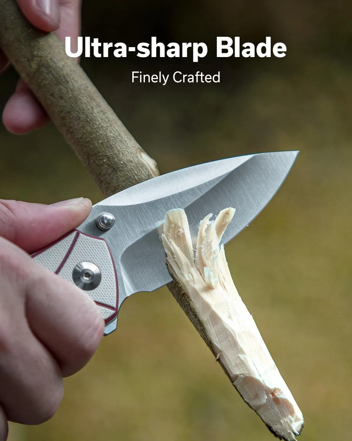 SENCUT Hyrax Pocket Knife for EDC, Folding Knife with 3.3" Blade & G10 Handle, Reversible Clip for Outdoor Camping Hiking Men Women (Ivory)