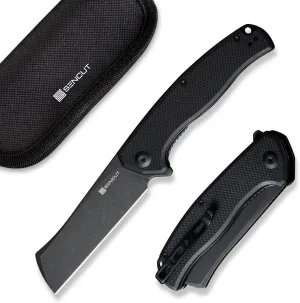 SENCUT Traxler Pocket Knife for Men, Folding knife for EDC, Liner Lock Knives with 3.49" Sheepfoot Blade and G10 Handle, Flipper knives with Deep Pocket Clip S20057C-1 (Black)