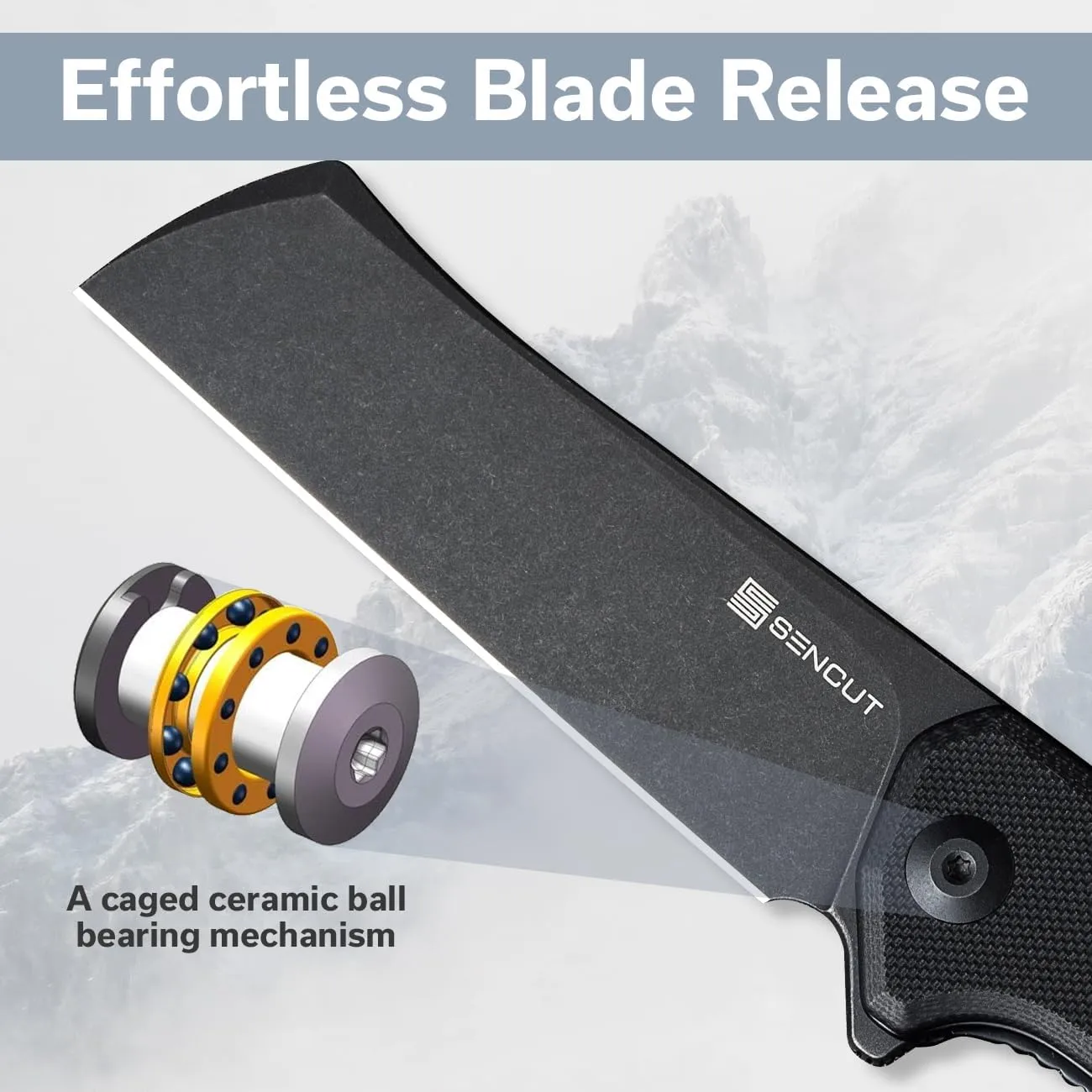 SENCUT Traxler Pocket Knife for Men, Folding knife for EDC, Liner Lock Knives with 3.49" Sheepfoot Blade and G10 Handle, Flipper knives with Deep Pocket Clip S20057C-1 (Black)