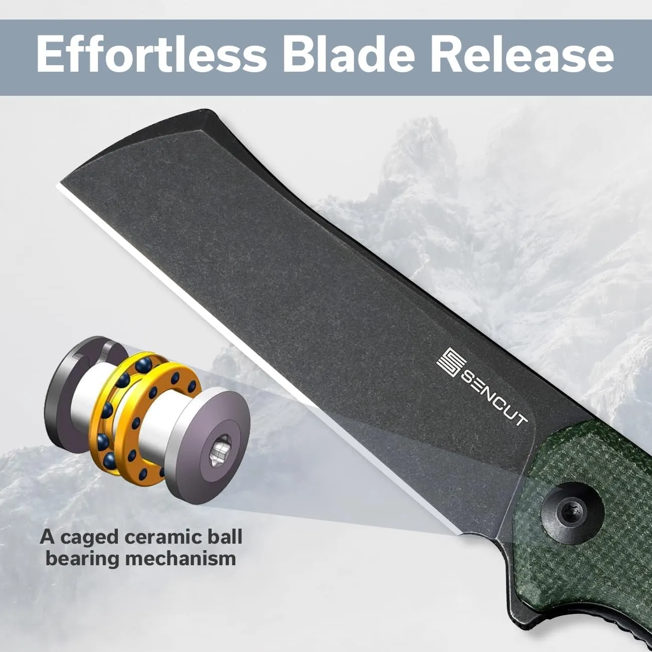 SENCUT Traxler Pocket Knife for Men, Folding knife for EDC, Liner Lock Knives with 3.49" Sheepfoot Blade and Micarta Handle, Flipper knives with Deep Pocket Clip S20057C-4 (Green)