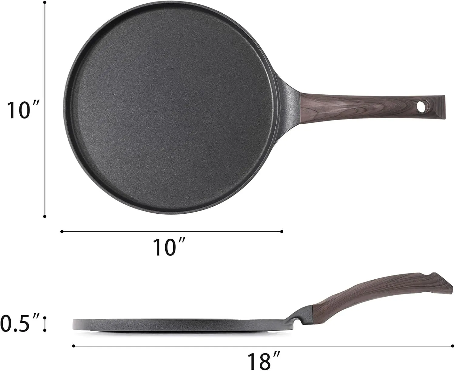 SENSARTE Nonstick Crepe Pan, Swiss Granite Coating Dosa Pan Pancake Flat Skillet Tawa Griddle 10-Inch with Stay-Cool Handle, Induction Compatible, PFOA Free (Black)