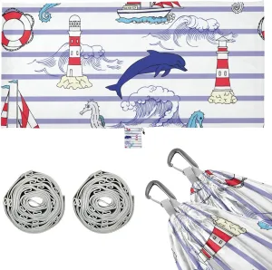 Ships Seahorse and Dolphins Camping Hammock Single Portable Hammocks 330 lbs Capacity with 2 Tree Straps and Attached Carry Bag,Perfect for Outdoor,Indoor,Beach,Camping,Travel