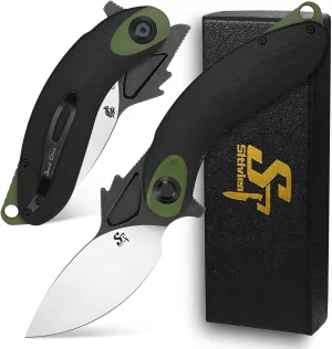 Sitivien ST163 Folding Pocket Knife,AUS-10 Steel Blade G10 Handle EDC Tool Knife for Outdoor, Survival Camping Hiking(Green)