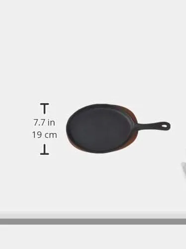 Skillet Cast Iron With Wooden Tray 7"x10" efajko1