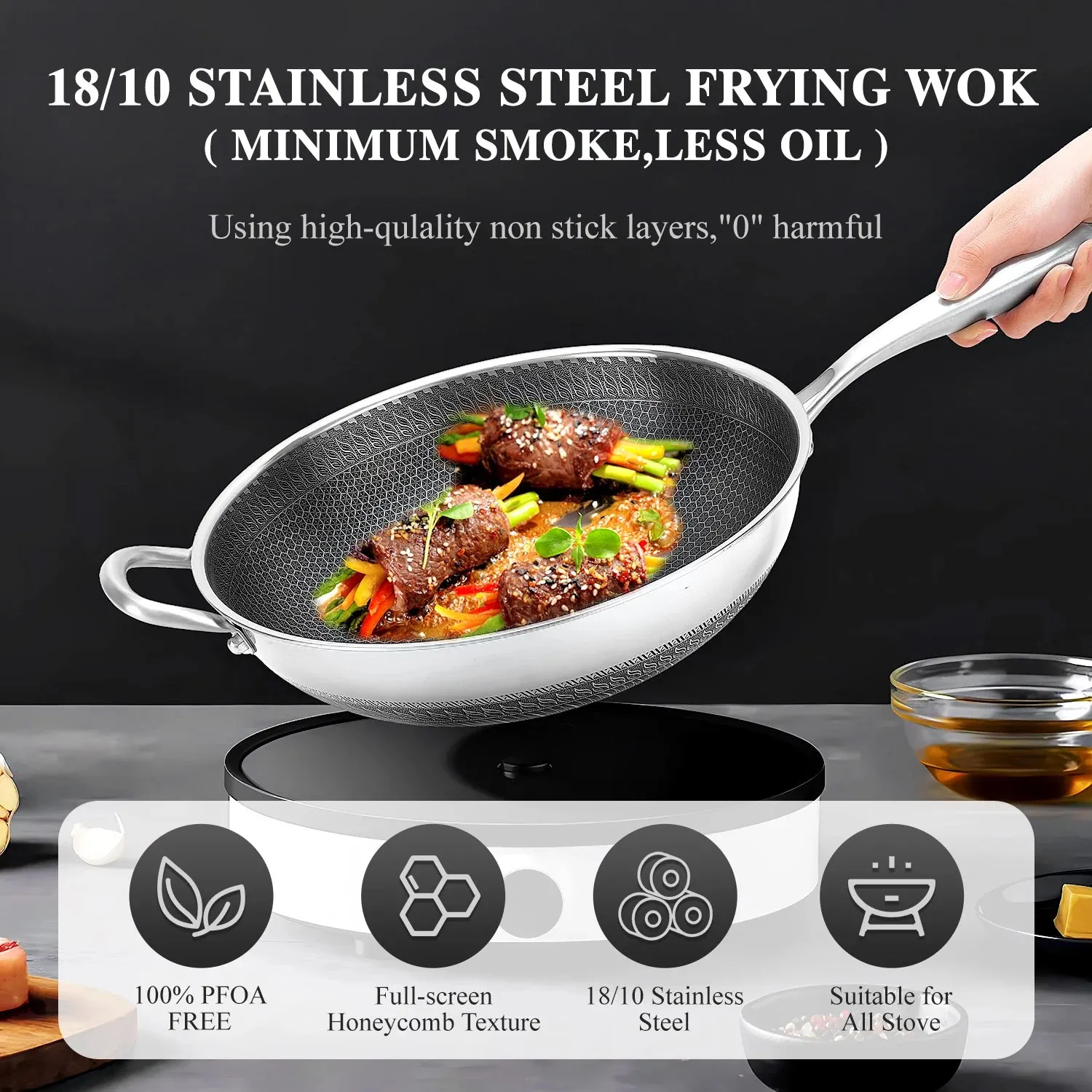 Skillet Stainless Worldwide shipping High-value Honeycomb Nonstick