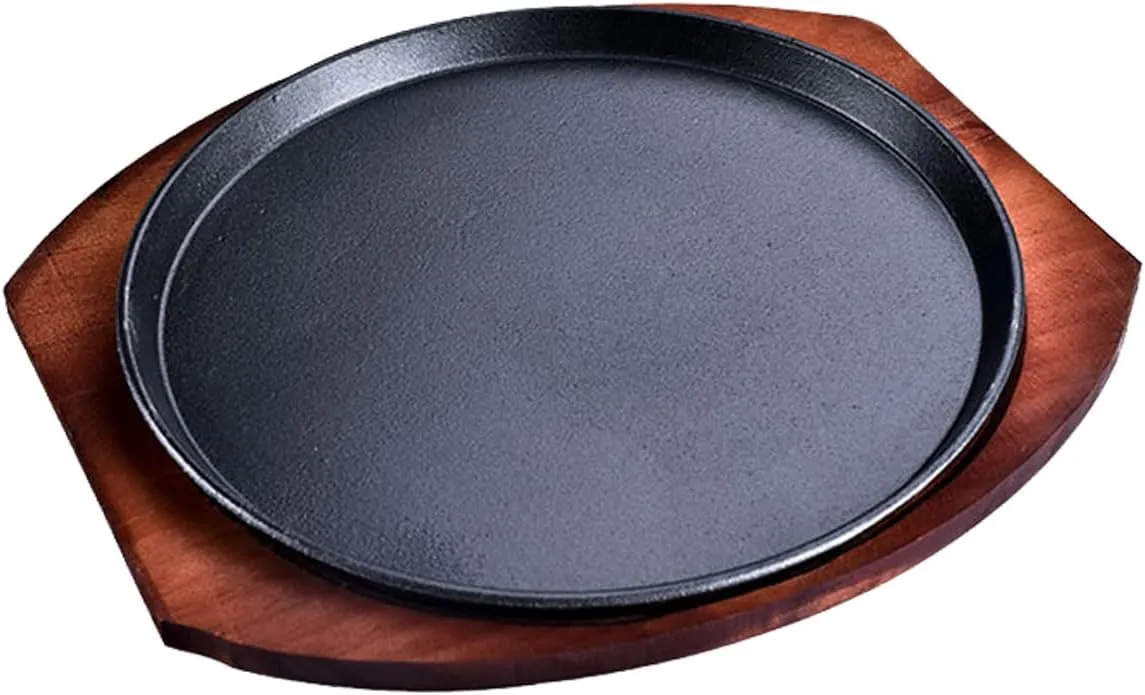 Skillet with Cast Iron Round Home Restaurant Rotisserie ((Plate   Iron) 29cm)