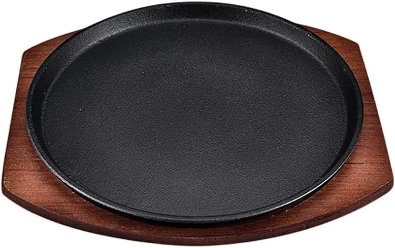 Skillet with Cast Iron Round Home Restaurant Rotisserie ((Plate   Iron) 29cm)