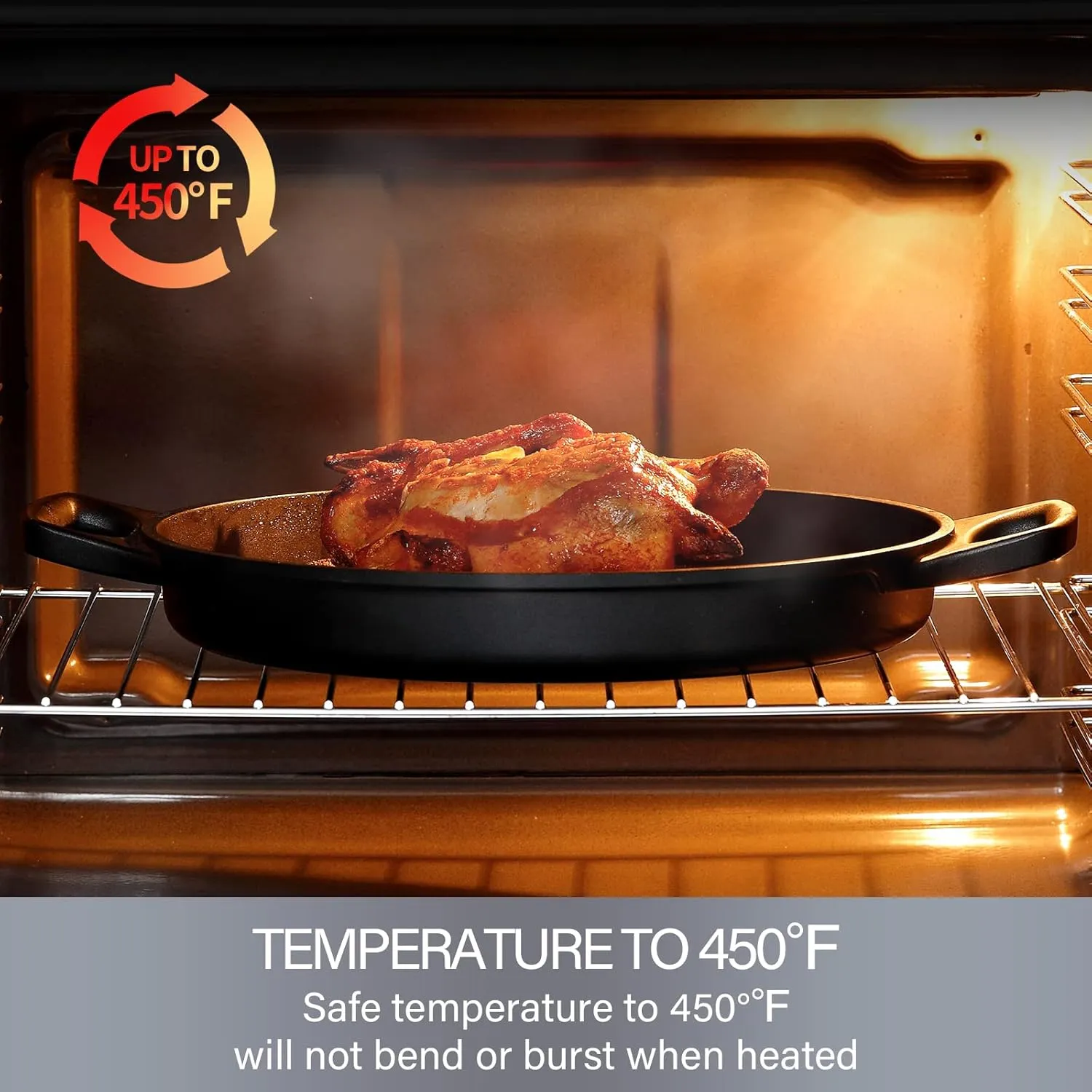 S·KITCHN Cast Aluminum Griddle Pan for Stovetop with Lid - Lighter than Cast Iron Skillet,Round Frying Pans Nonstick Grill Pan Dishwasher & Oven Safe,12IN