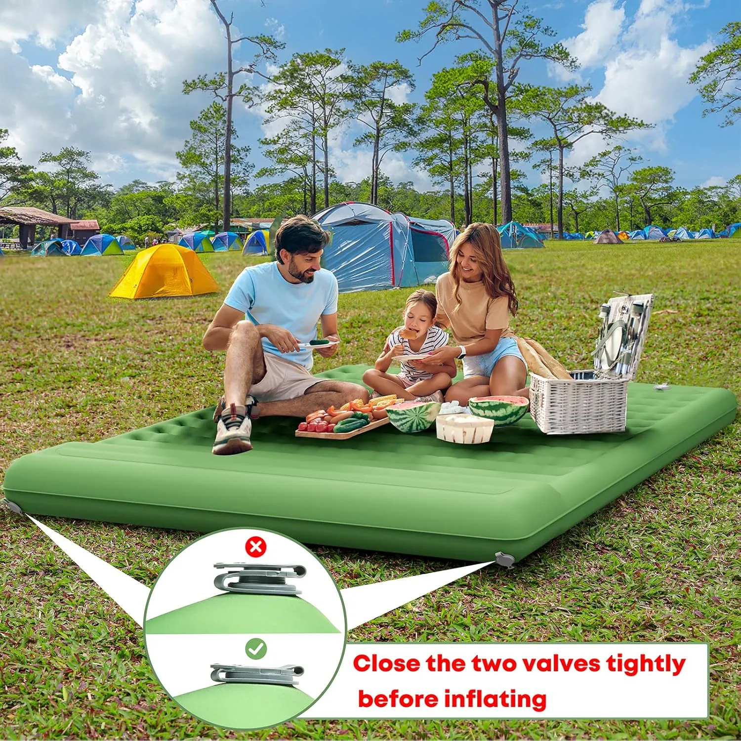 Sleeping Pad 4.7" Extra Thick, Upgraded Reinforced Support Structure with Built-in Foot Pump and Pillows Portable Camping Air Mattress Bed for Tent Backpacking Hiking