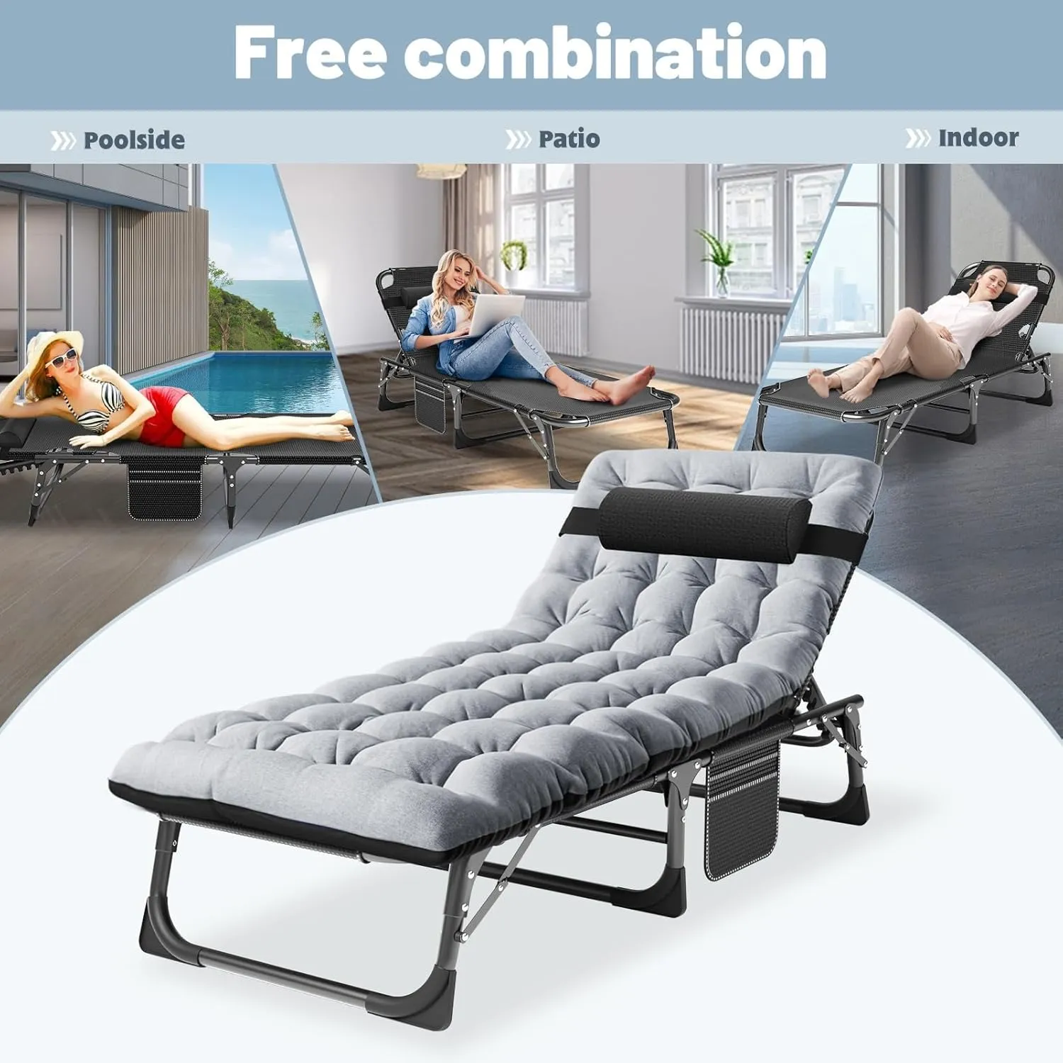 Slsy Folding Bed with Mattress, Cot Size Foldable Guest Beds, Hideaway Cot for Adults, Portable Fold up Bed with Adjustable Positions for Home, Office, Indoor, Outdoor