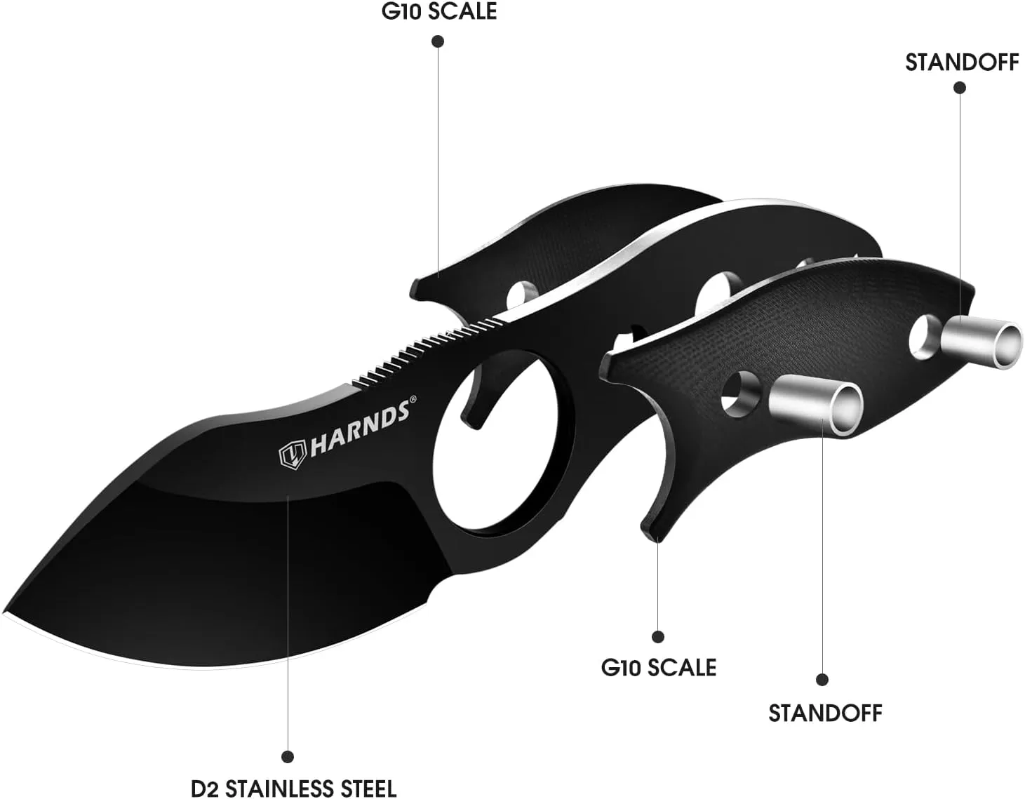 Small Fixed Blade Knife Full Tang Neck Camping Knife, EDC with D2 Steel Blade and G10 Handle for Fishing and Skinning Eggplant