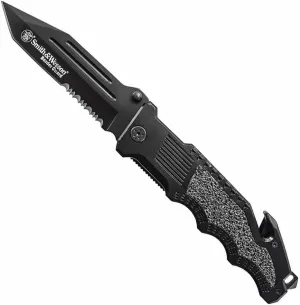 Smith & Wesson Border Guard 10in High Carbon S.S. Folding Knife with 4.4in Tanto Blade and Aluminum Handle for Tactical, Survival and EDC